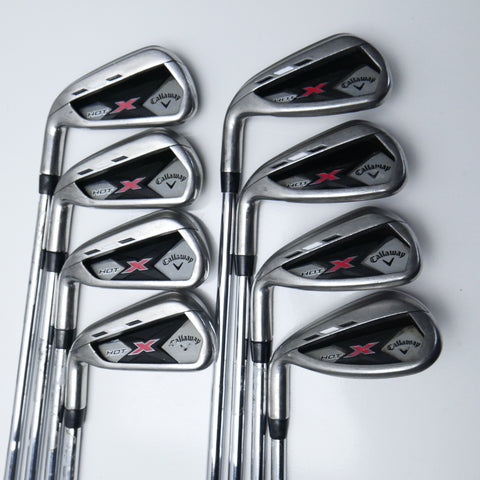 Used Callaway X Hot 2013 Iron Set / 4 - SW / Stiff Flex / Left-Handed