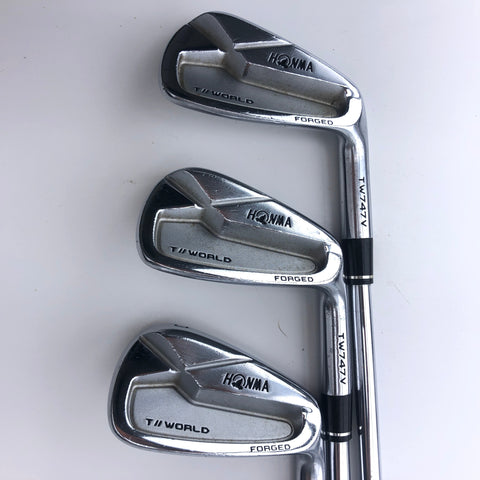 Used Honma TW747 V Iron Set / 5 - PW / Dynamic Gold AMT White Regular Flex