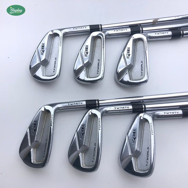 Used Honma TW747 V Iron Set / 5 - PW / Dynamic Gold AMT White Regular Flex