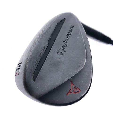 Used TaylorMade Milled Grind 2 Black Lob Wedge / 58.0 Degrees / Stiff Flex