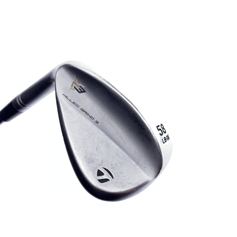 Used TaylorMade Milled Grind 3 Lob Wedge / 58.0 Deg / Stiff Flex / Left-Handed