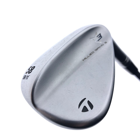 Used TaylorMade Milled Grind 3 Lob Wedge / 58.0 Degrees / Stiff Flex