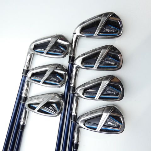 Used TaylorMade SIM Max OS Iron Set / 5 - PW + AW / Stiff Flex / Left-Handed