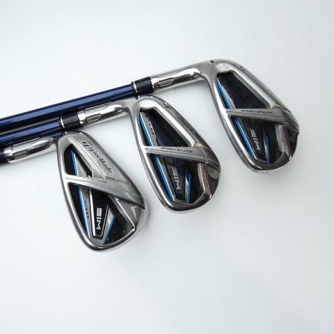 Used TaylorMade SIM Max OS Iron Set / 5 - PW + AW / Stiff Flex / Left-Handed