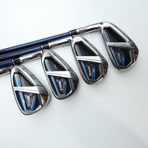 Used TaylorMade SIM Max OS Iron Set / 5 - PW + AW / Stiff Flex / Left-Handed