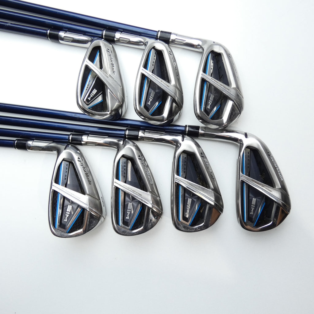 Used TaylorMade SIM Max OS Iron Set / 5 - PW + AW / Stiff Flex / Left-Handed
