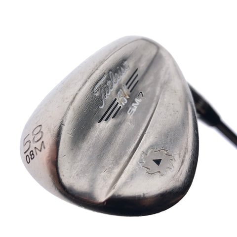Used Titleist Vokey SM7 Brushed Steel Lob Wedge / 58.0 Degrees / Wedge Flex